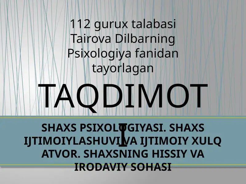 SHAXS PSIXOLOGIYASI