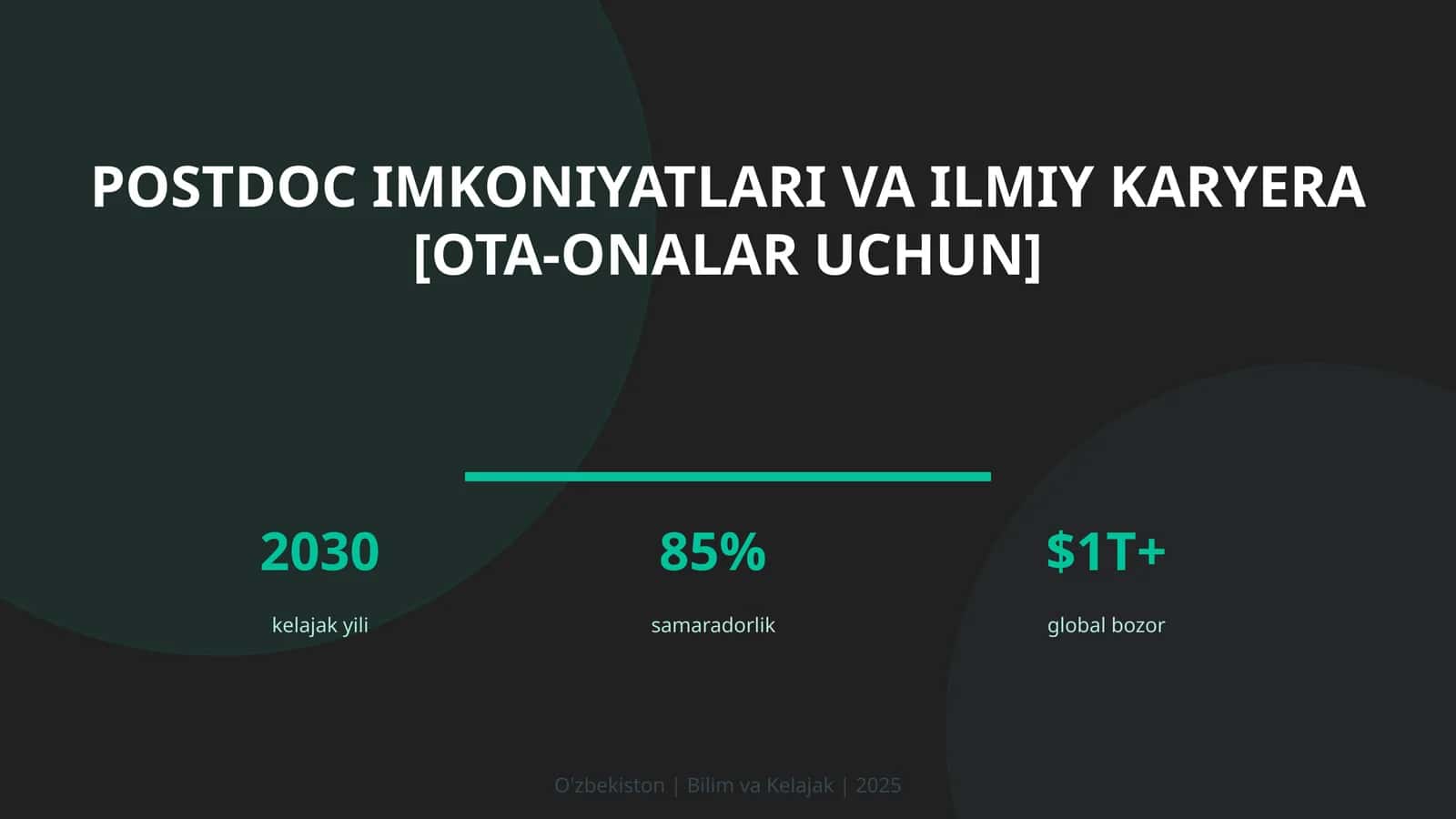 Postdoc imkoniyatlari va ilmiy karyera [OTA-ONALAR UCHUN]