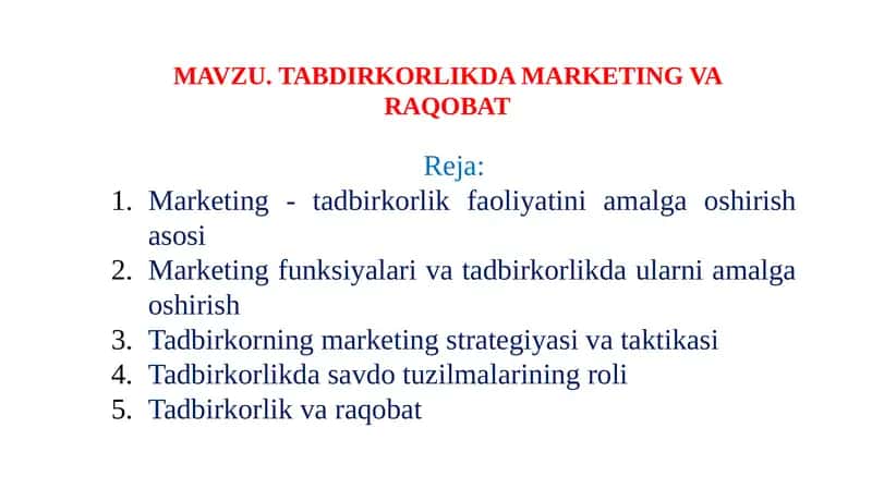 Marketing va Raqobat