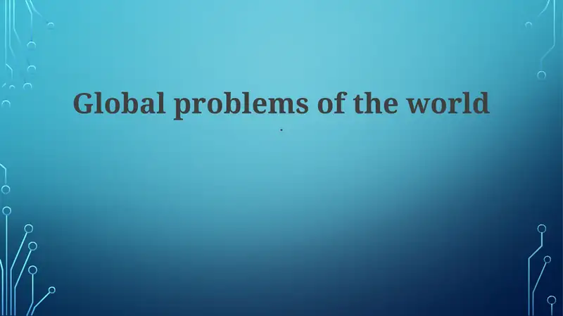 Global problems of the world