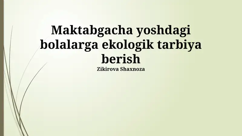Ekologik tarbiya berish
