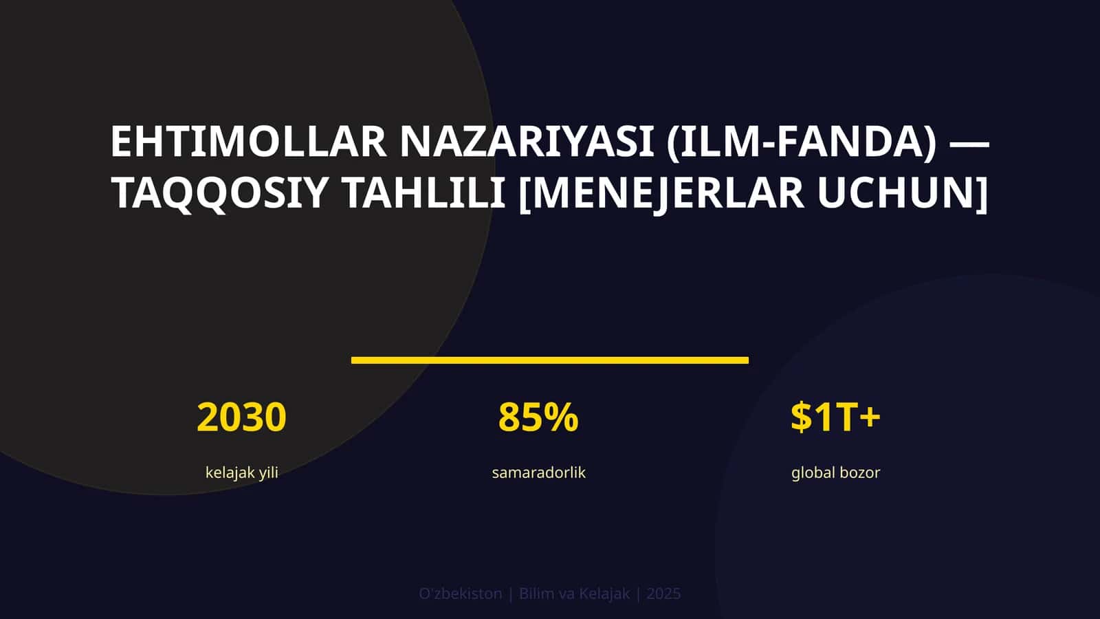 Ehtimollar nazariyasi (ilm-fanda) — taqqosiy tahlili [menejerlar uchun]
