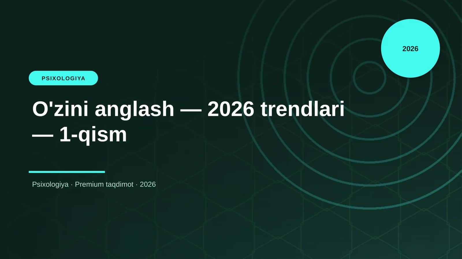 O'zini anglash — 2026 trendlari — 1-qism