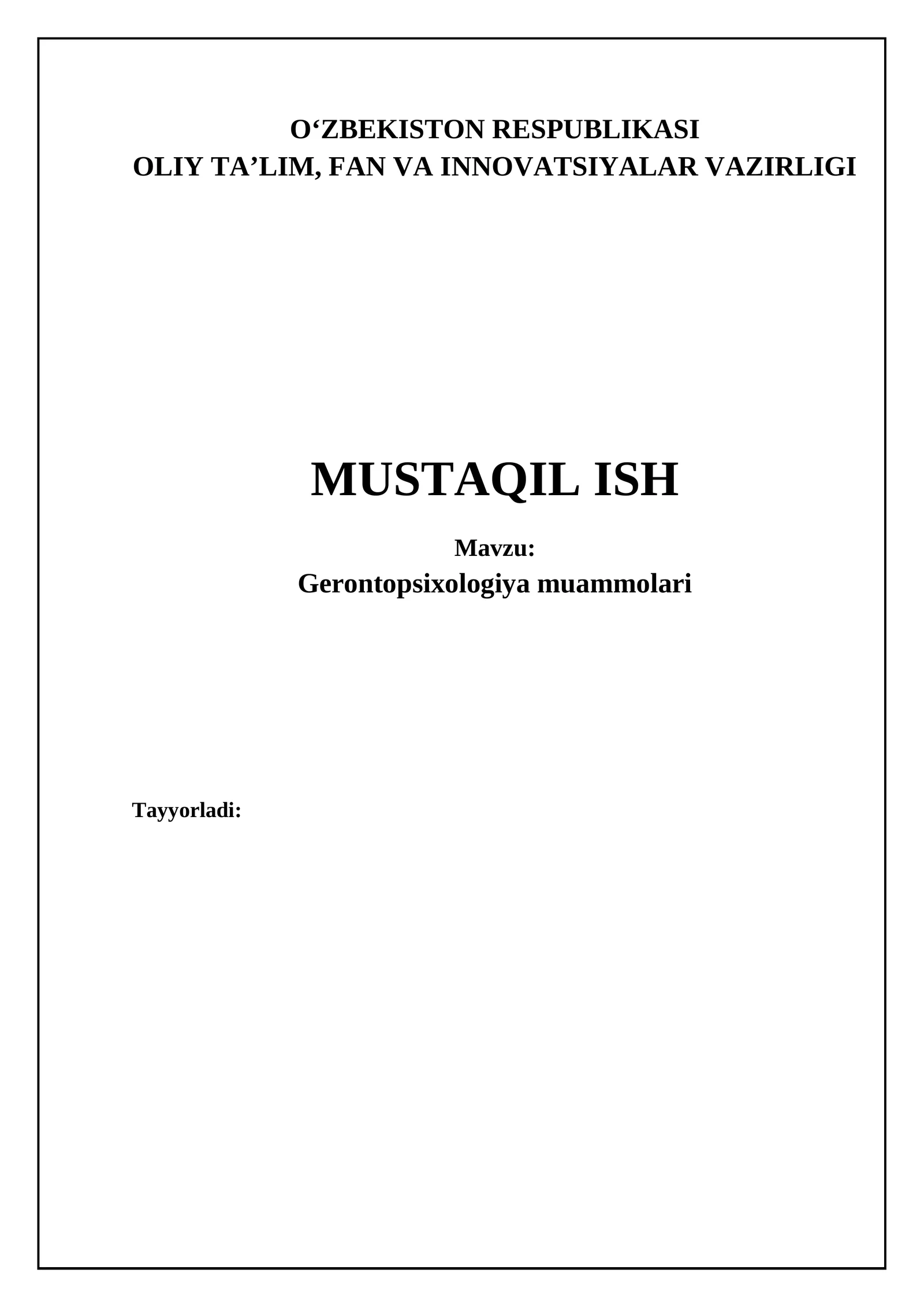 Gerontopsixologiya muammolari