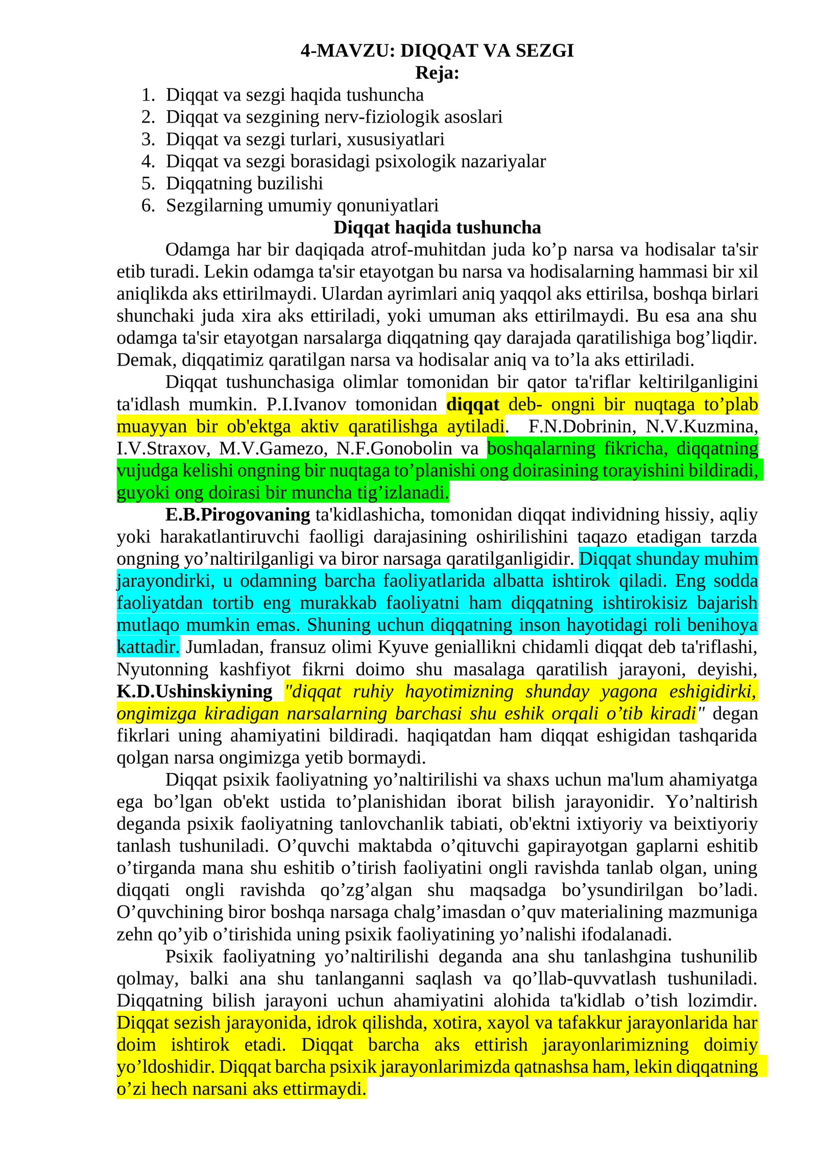 DIQQAT VA SEZGI