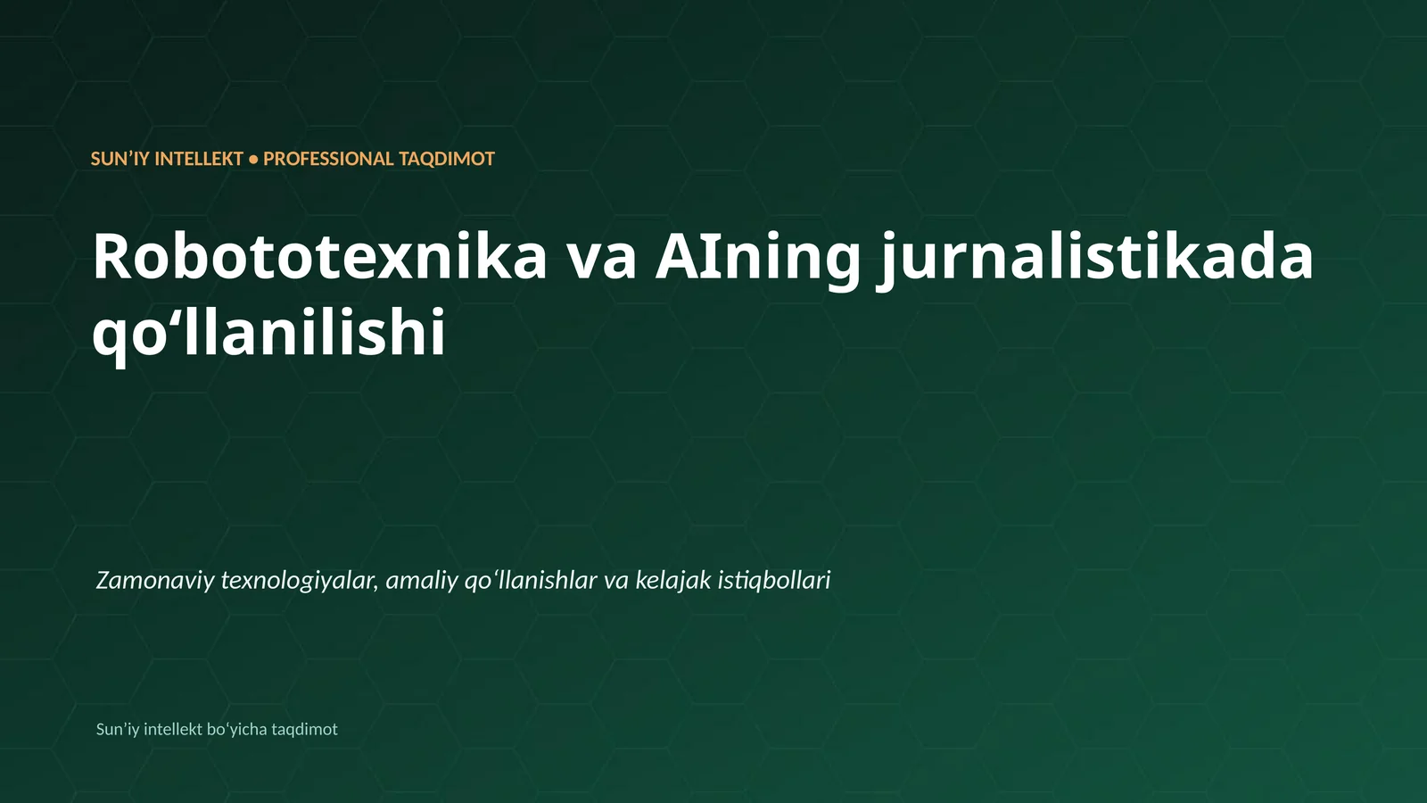 Robototexnika va AIning jurnalistikada qoʻllanilishi