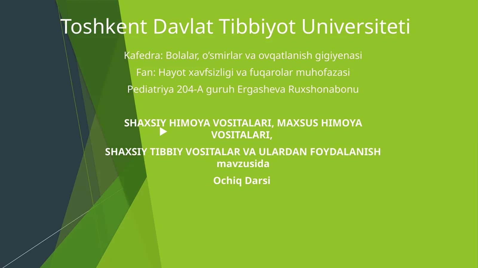 SHAXSIY HIMOYA VOSITALARI