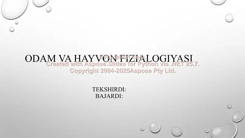 Odam va hayvon fizialogiyasi