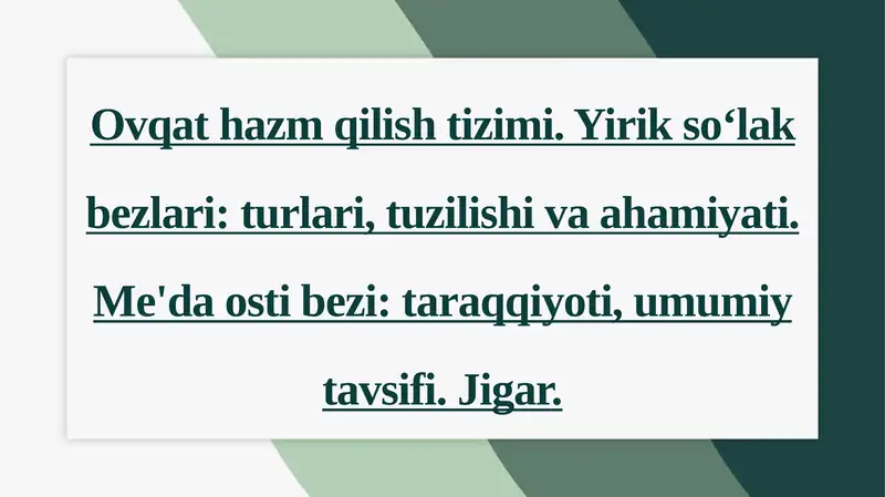 Ovqat hazm qilish tizimi