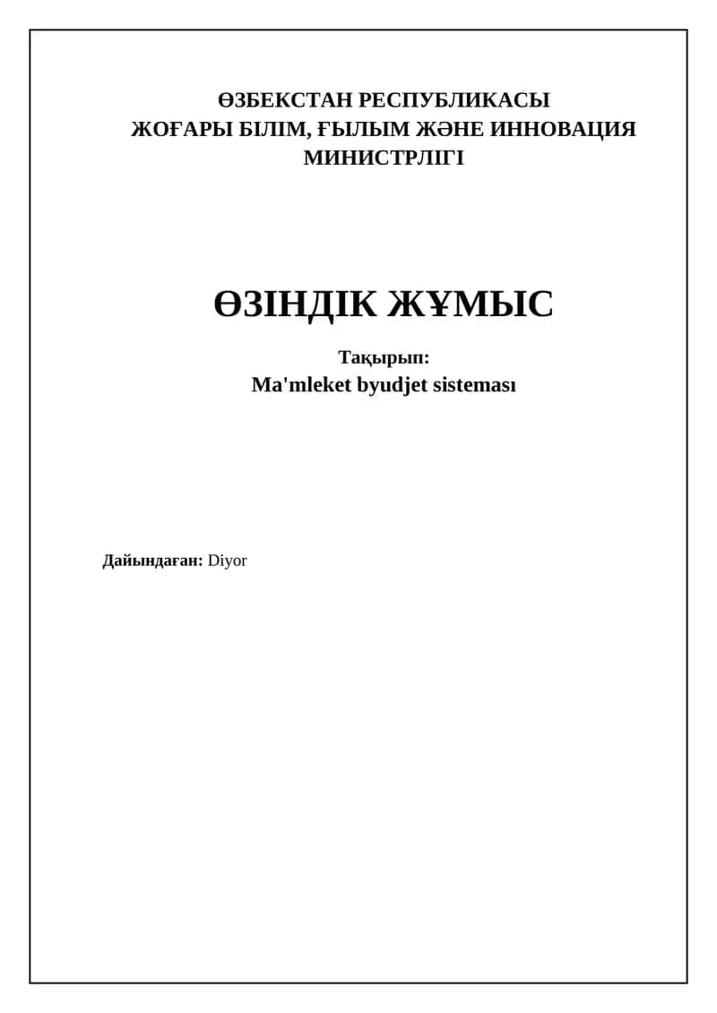 Mámleketlik byudjet sisteması