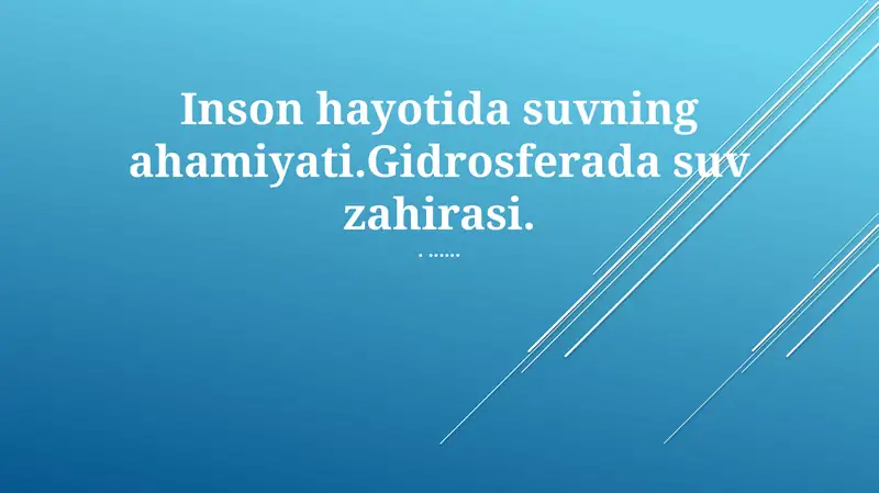 Yer sharining suv zahiralari