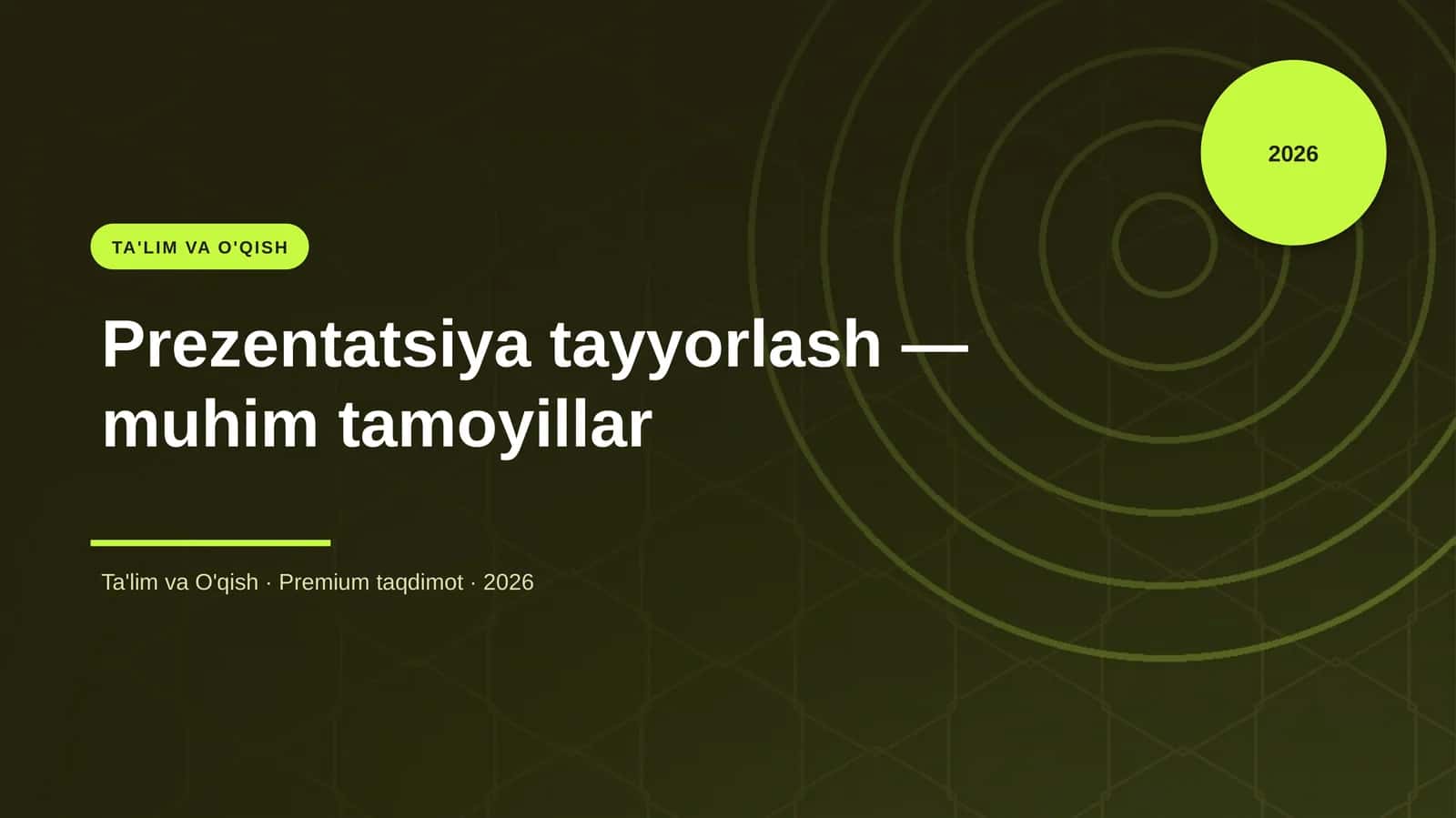 Prezentatsiya tayyorlash — muhim tamoyillar