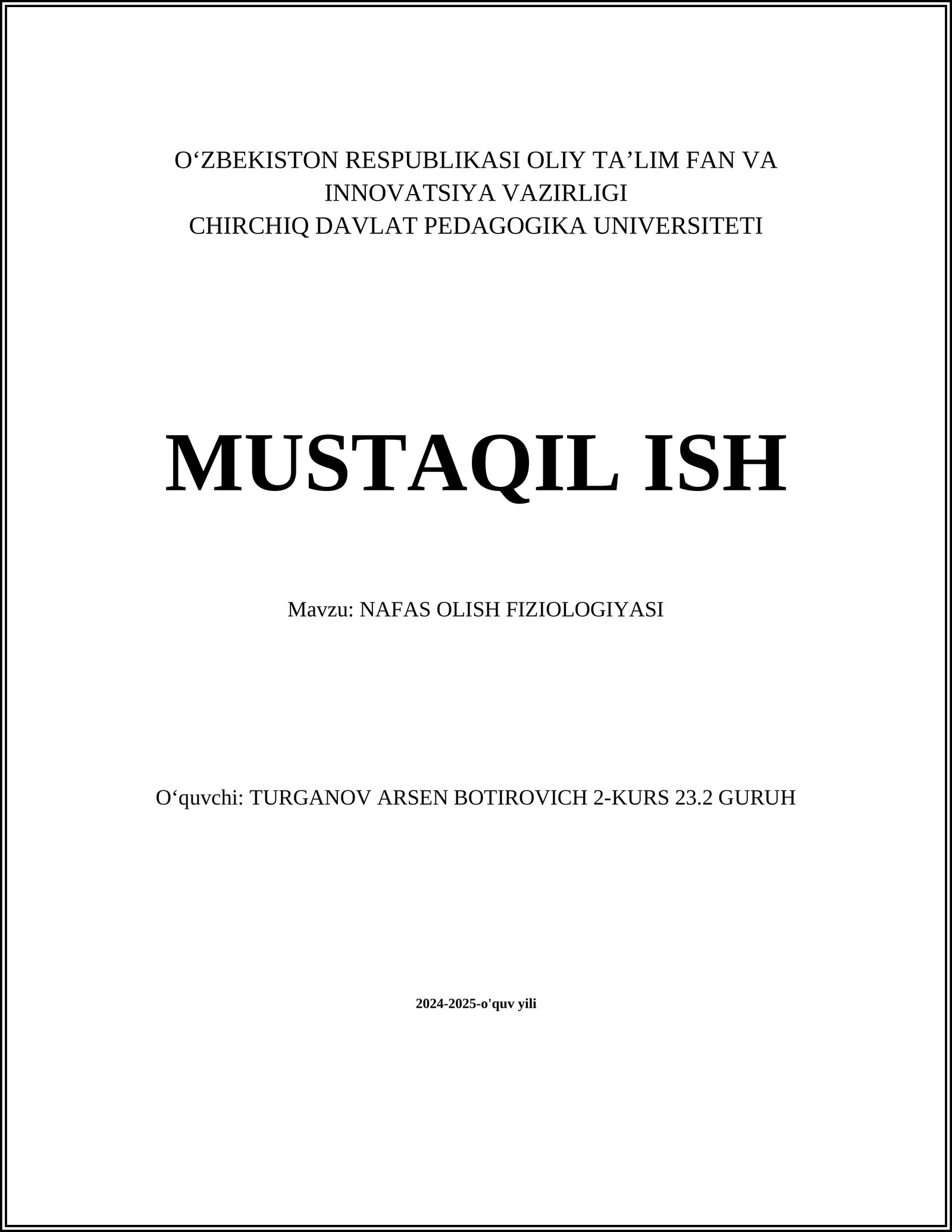 NAFAS OLISH FIZIOLOGIYASI