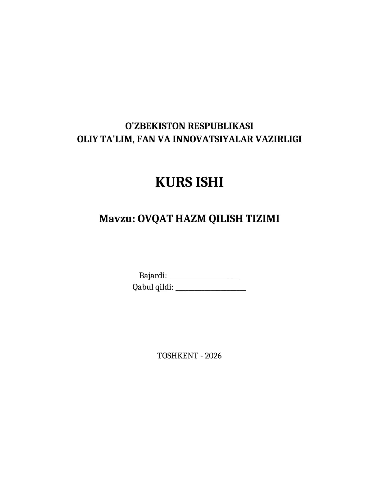 OVQAT HAZM QILISH TIZIMI