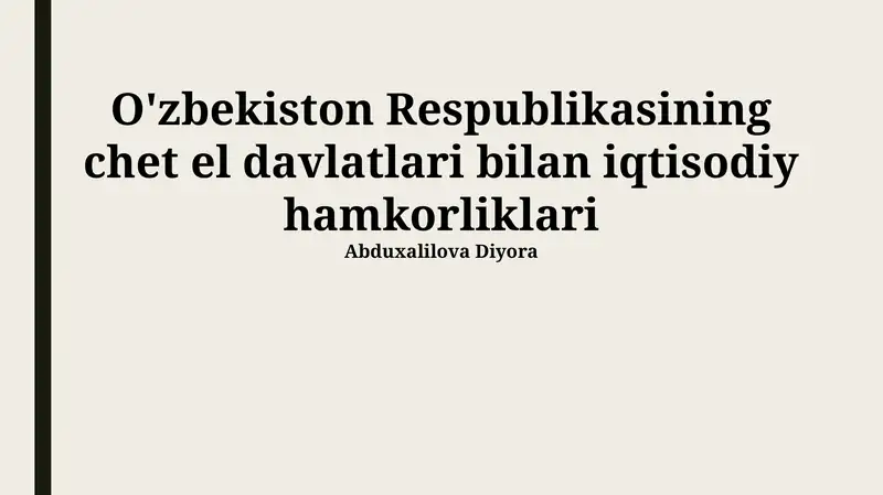 Transport va logistika infratuzilmasi