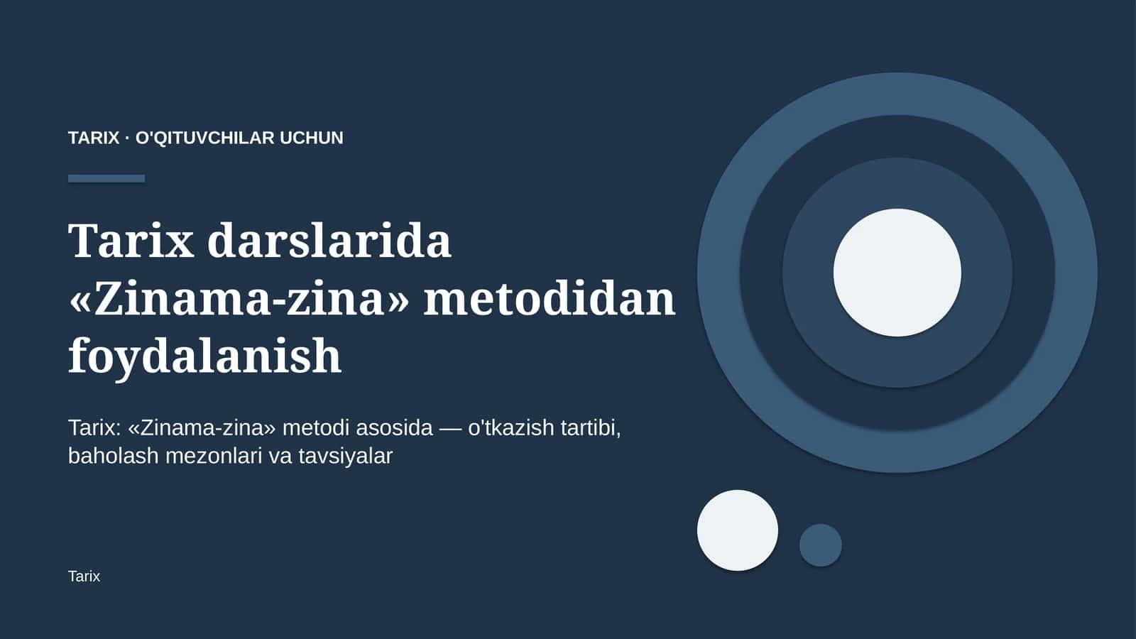 tarix darslarida zinama zina metodidan foydalanish 1399