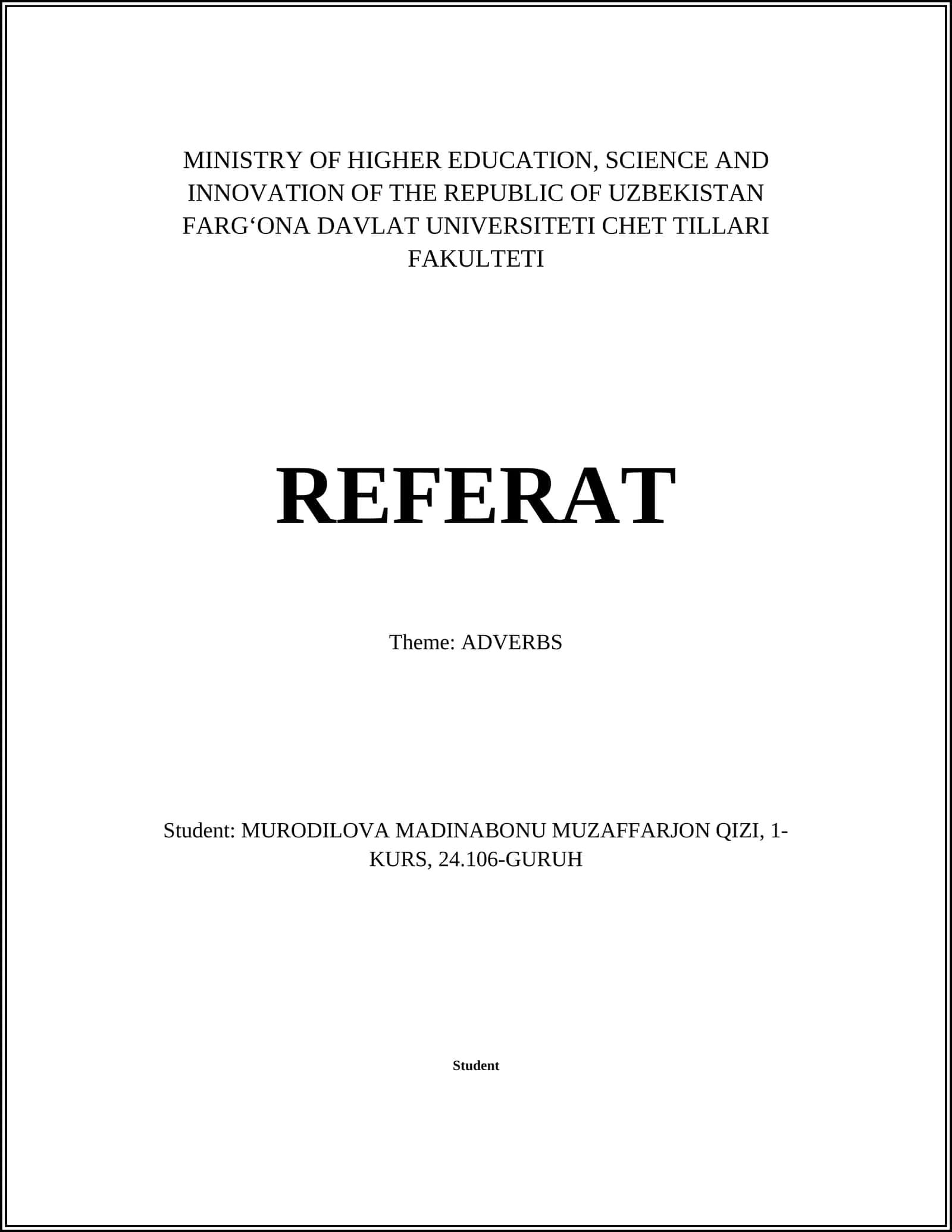 REFERAT: ADVERBLAR