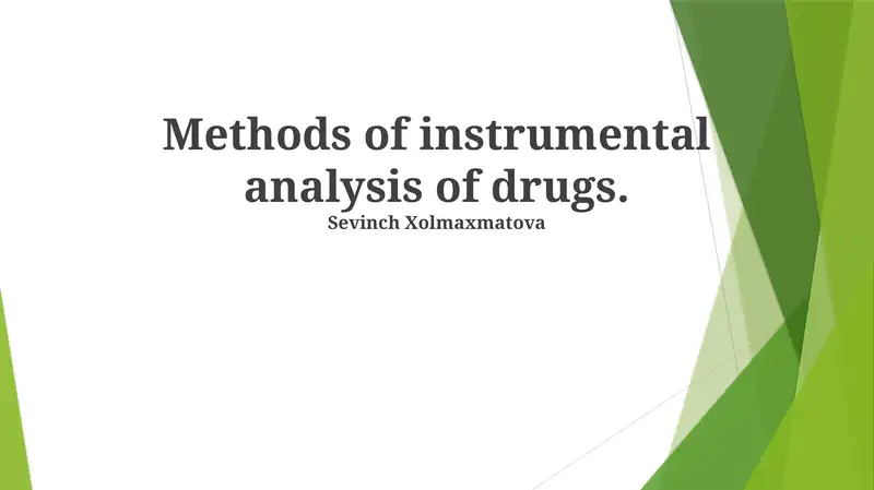 Methods of instrumental analysis of drugs