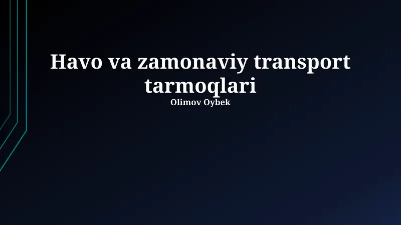 Havo va zamonaviy transport tarmoqlari