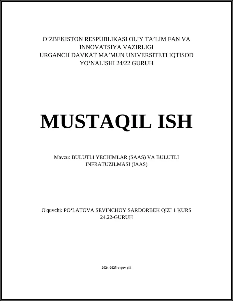 Bulutli hisoblash texnologiyalari