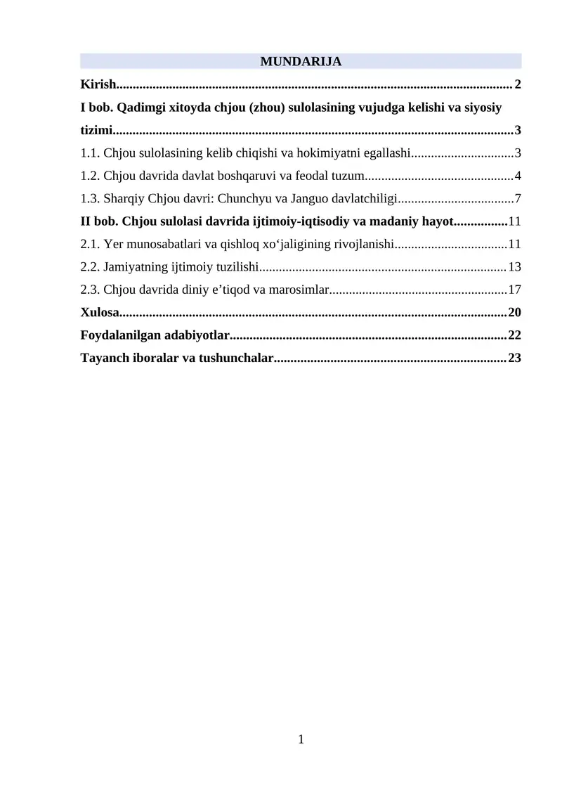 Qadimgi Xitoy Chjou sulolasi davrida