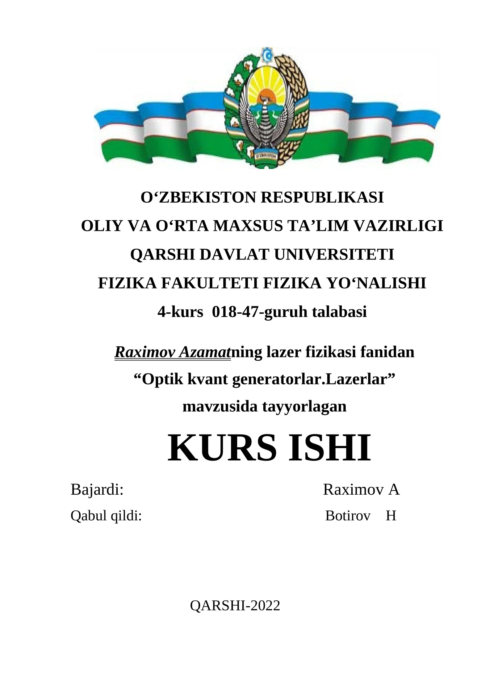 Optik kvant generatorlar.Lazerlar