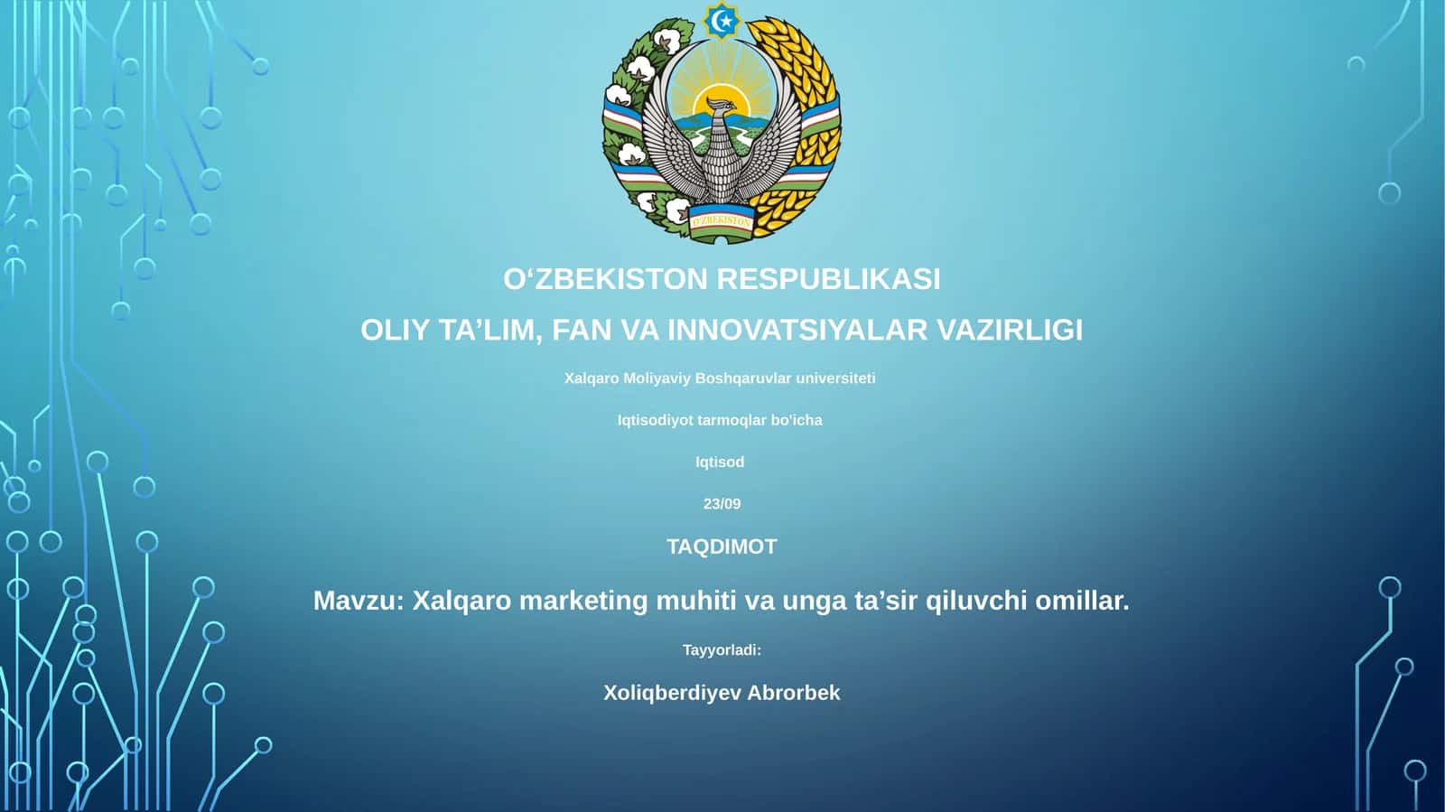 Xalqaro marketing muhiti va unga ta’sir qiluvchi omillar
