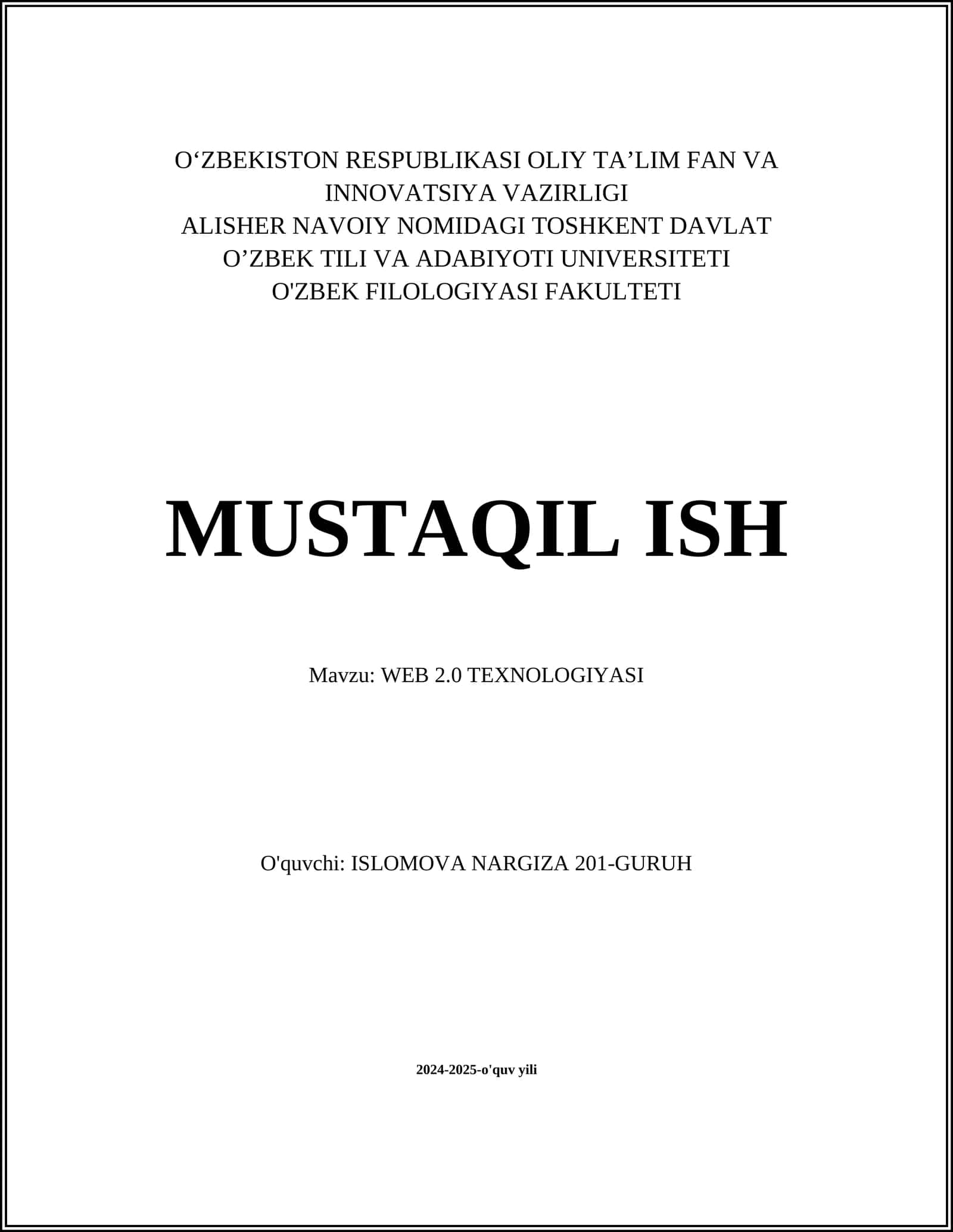 WEB 2.0 TEXNOLOGIYASI