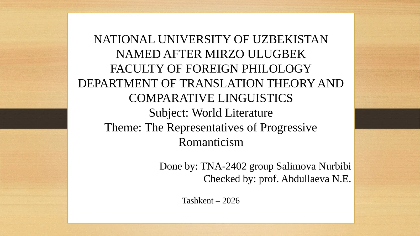 The Representatives of Progressive Romanticism