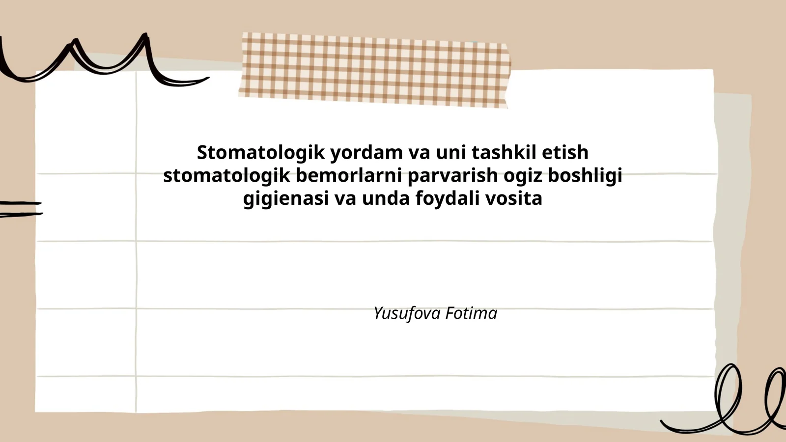 Stomatologik yordam va uni tashkil etish stomatologik bemorlarni parvarish ogiz boshligi gigienasi va unda foydali vosita