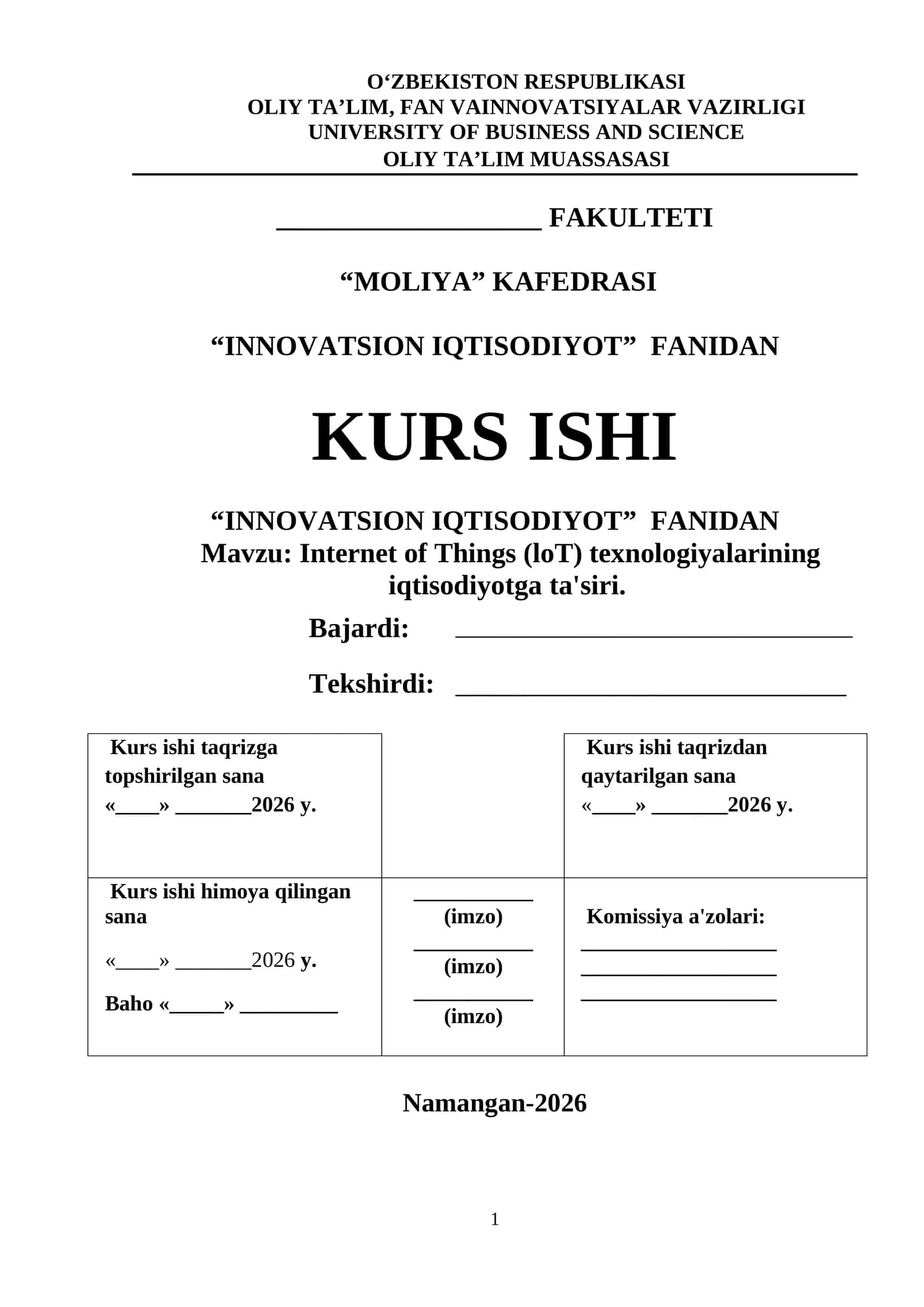 Internet of Things (loT) texnologiyalarining iqtisodiyotga ta'siri