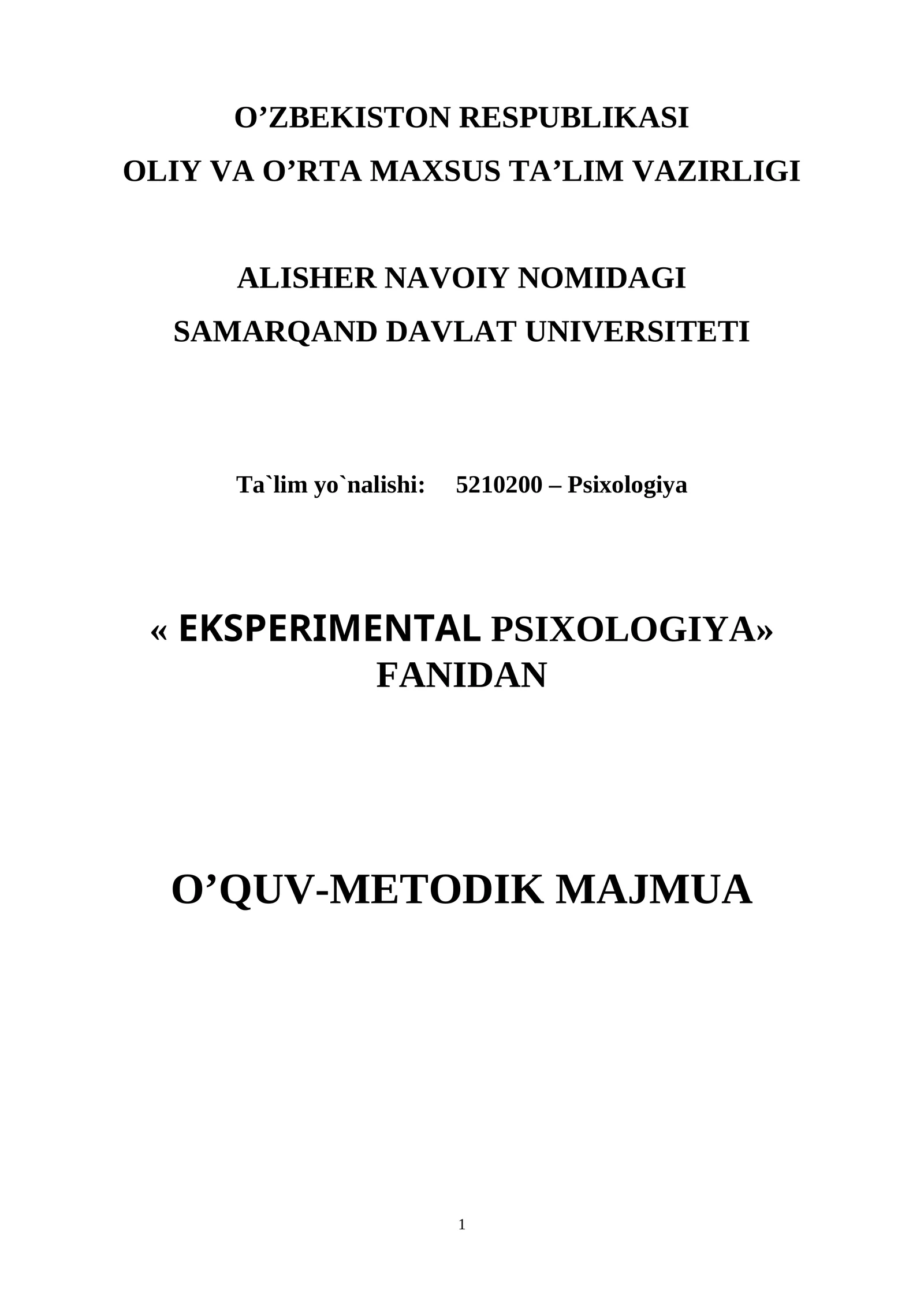 EKSPERIMENTAL PSIXOLOGIYA