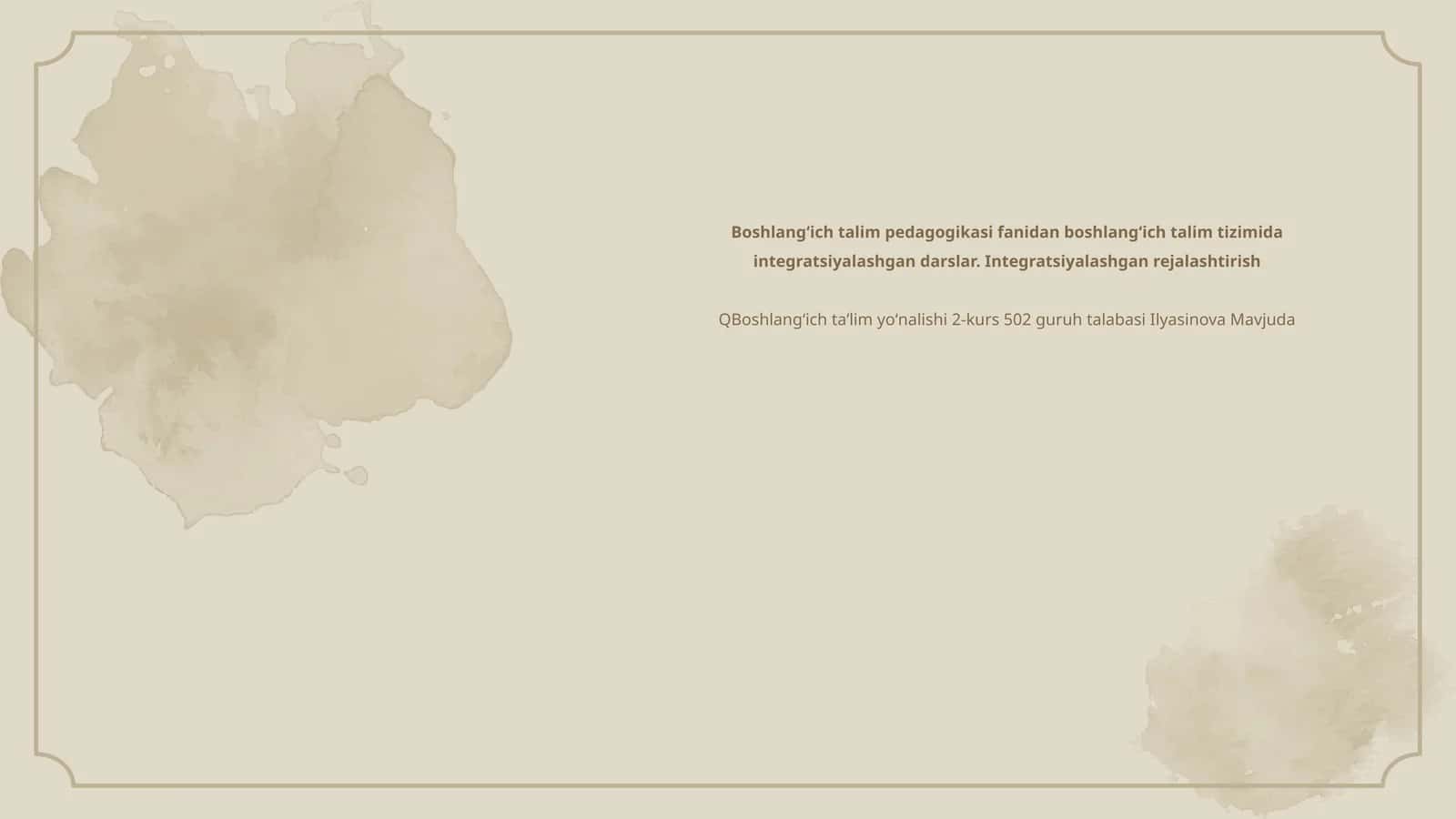 Boshlangʻich talim pedagogikasi fanidan boshlangʻich talim tizimida integratsiyalashgan darslar