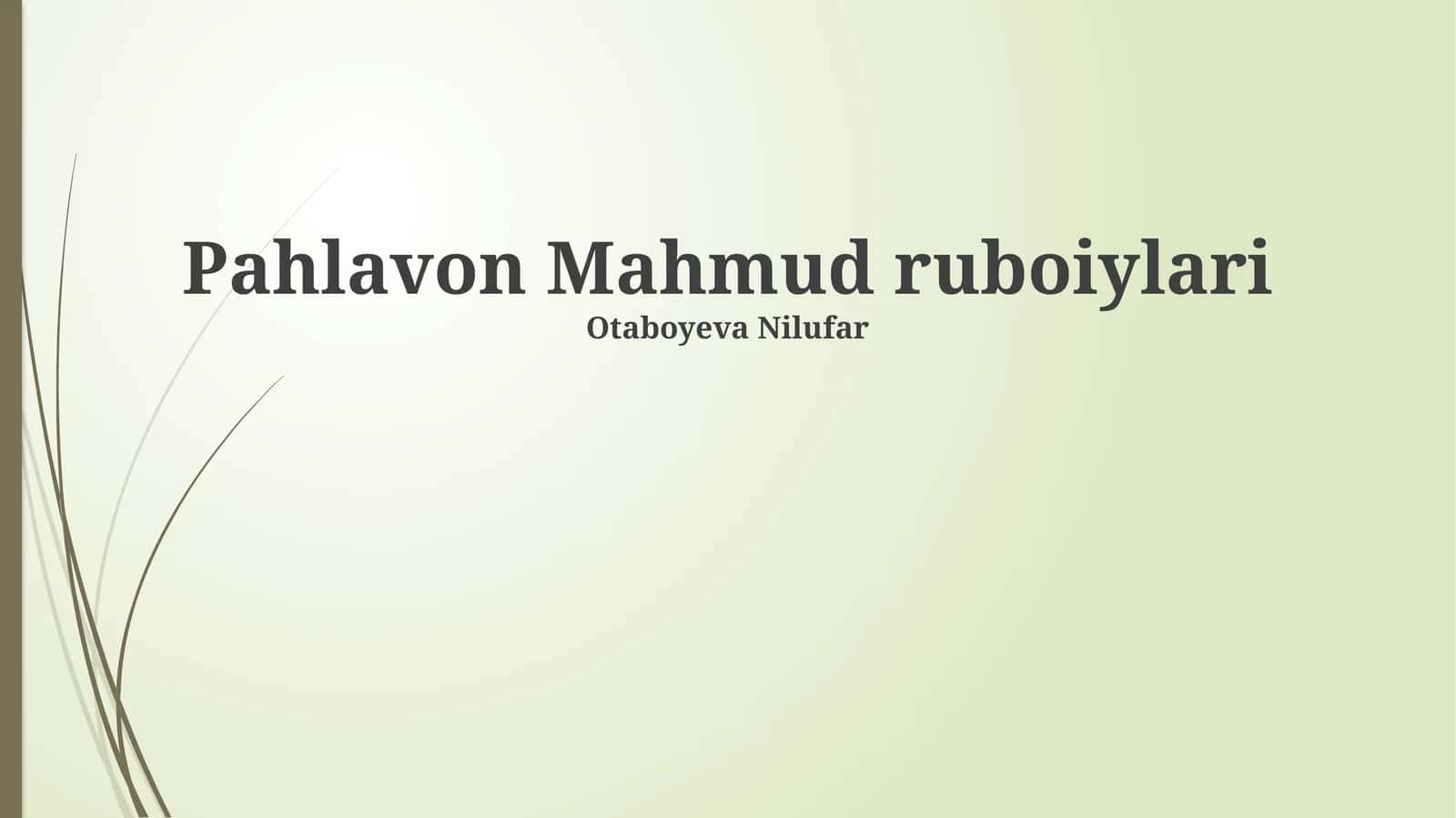 Pahlavon Mahmud ruboiylari