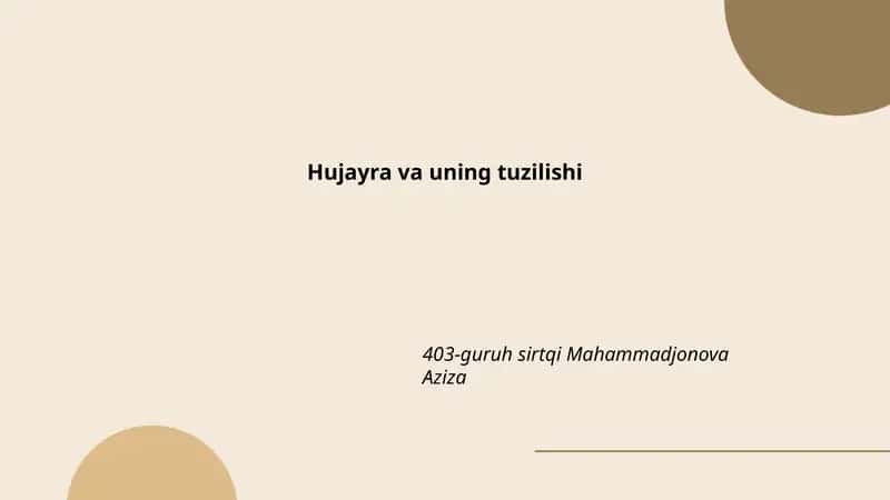 Hujayra va uning tuzilishi