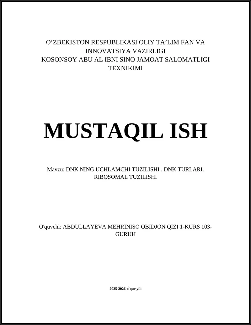 DNK NING UCHLAMCHI TUZILISHI