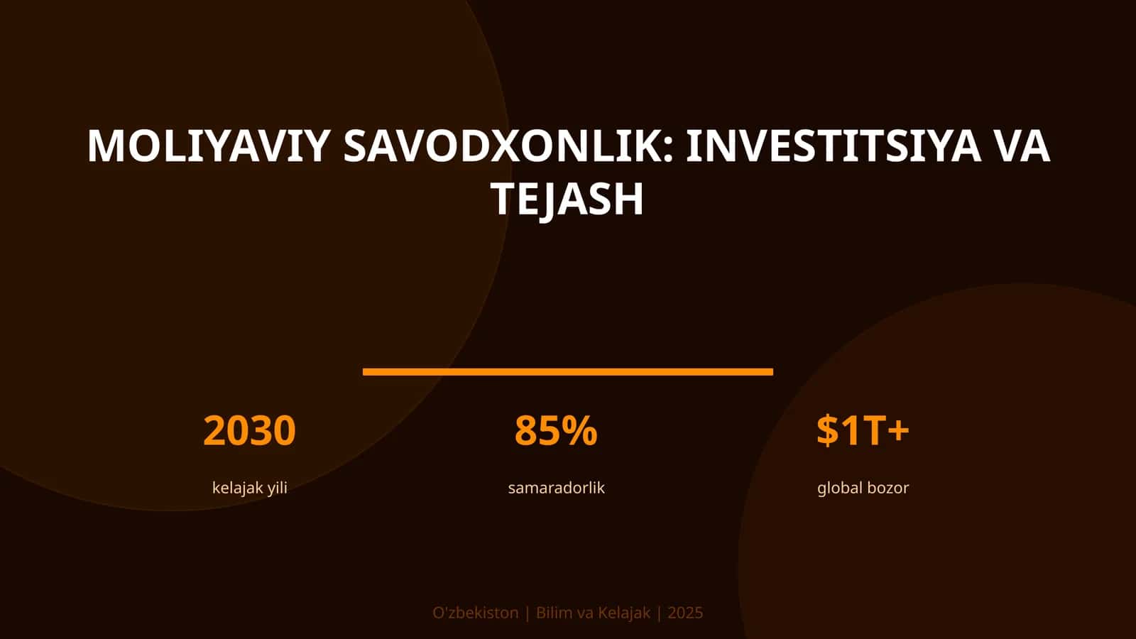 Moliyaviy savodxonlik: investitsiya va tejash