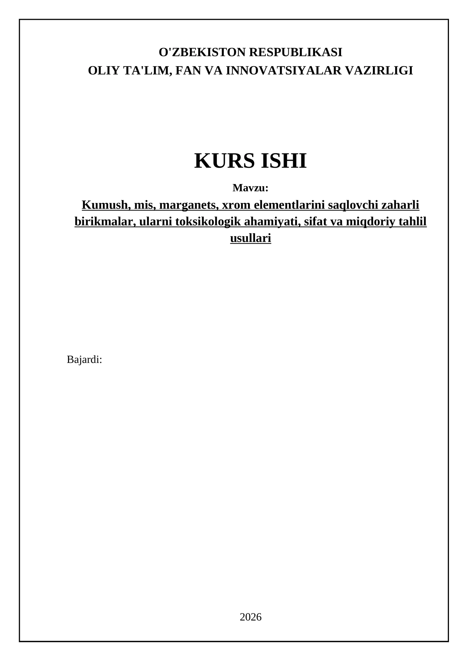 Kumush, mis, marganets va xromning zaharli birikmalari