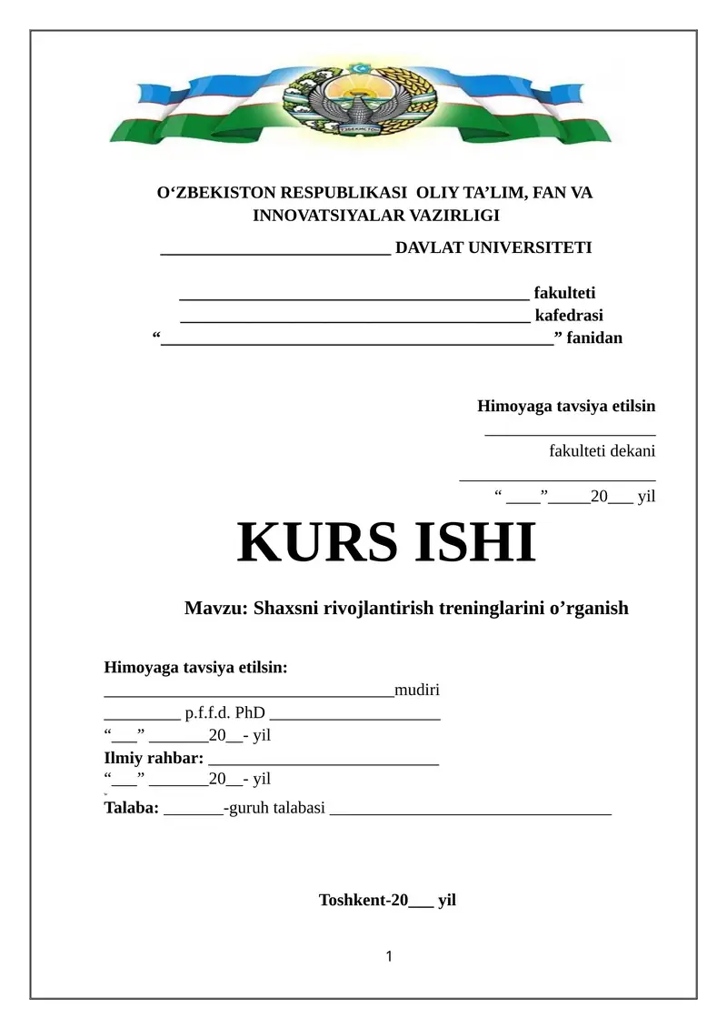 Shaxsni rivojlantirish treninglarini o’rganish