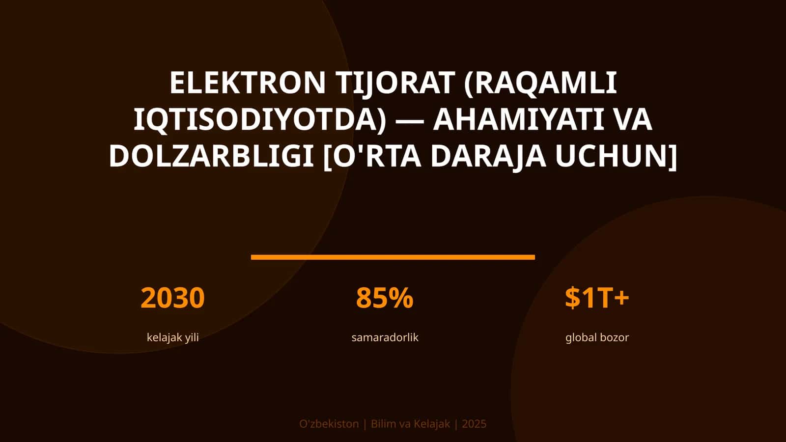 Elektron tijorat (raqamli iqtisodiyotda) — ahamiyati va dolzarbligi [o'rta daraja uchun]