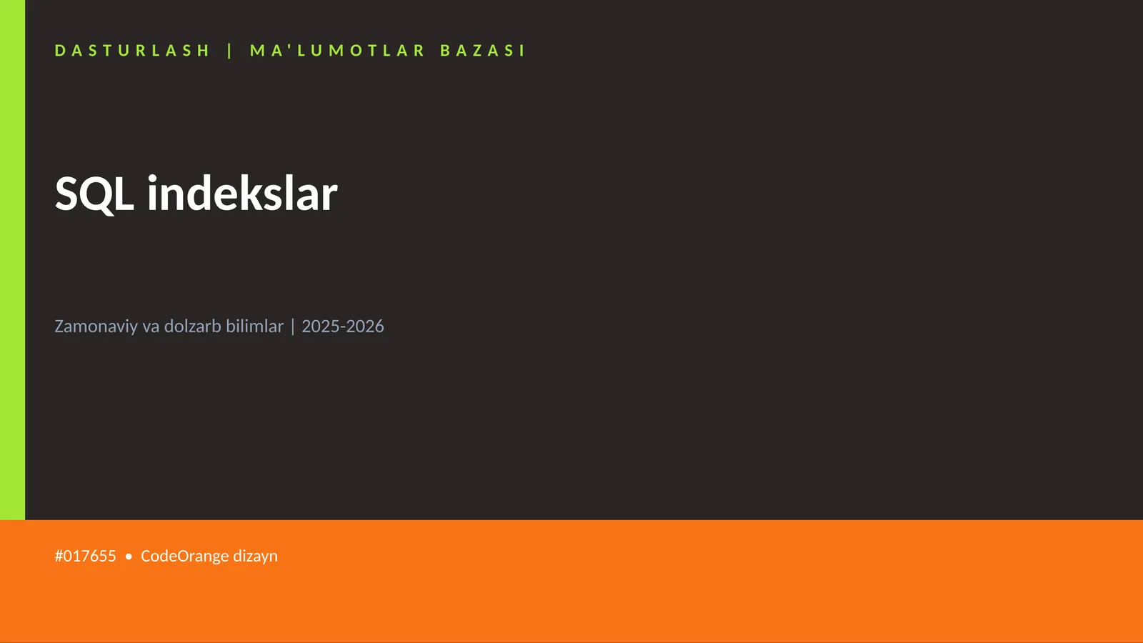 SQL indekslar