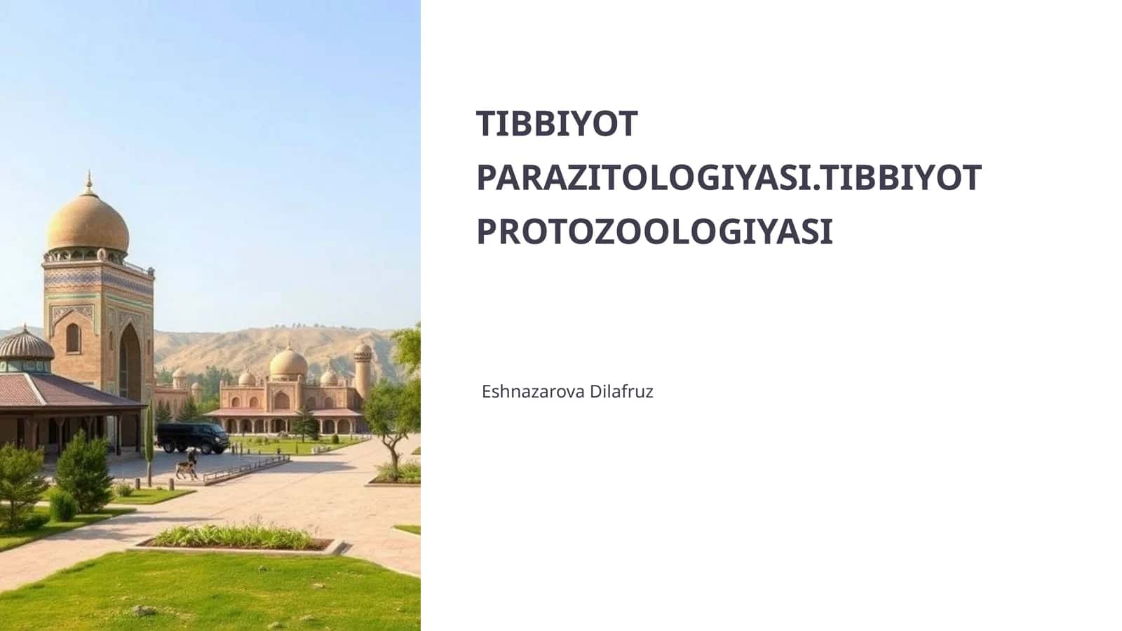 TIBBIYOT PARAZITOLOGIYASI.TIBBIYOT PROTOZOOLOGIYASI
