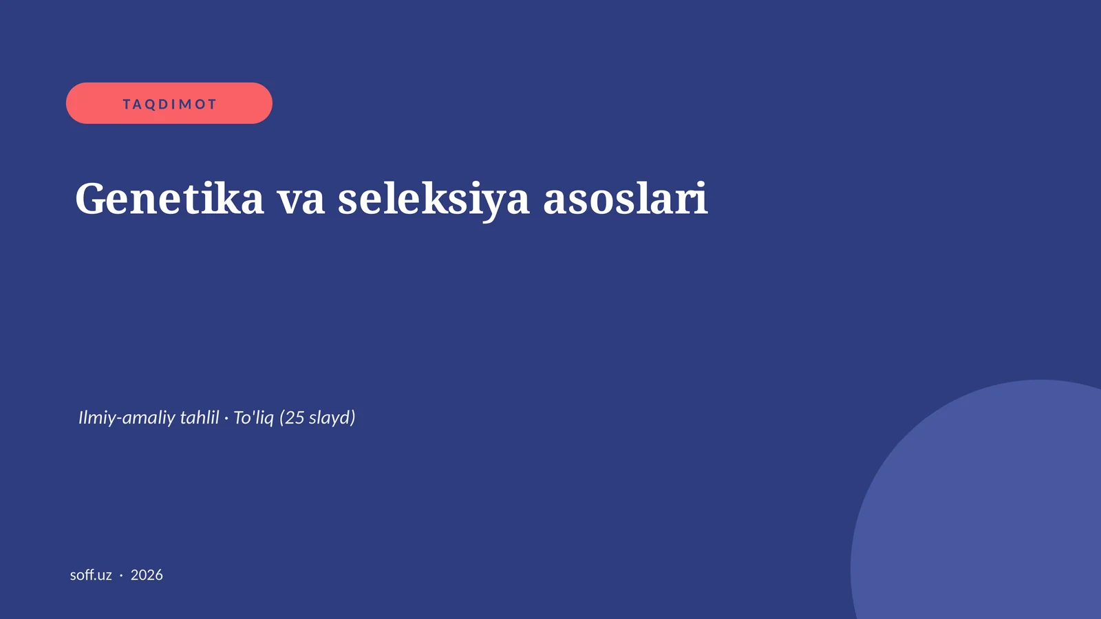 Genetika va seleksiya asoslari