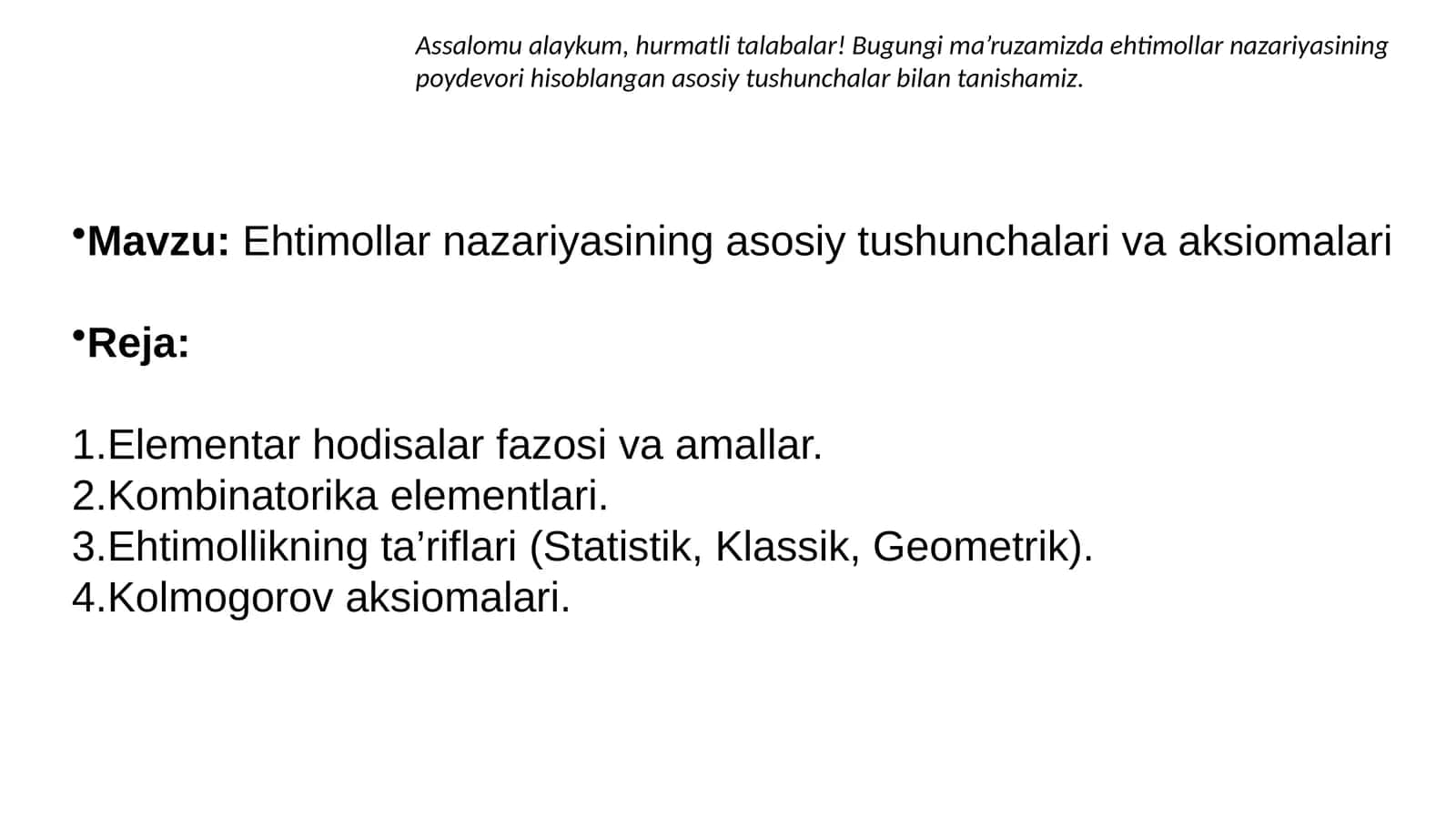 Ehtimollik nazariyasi