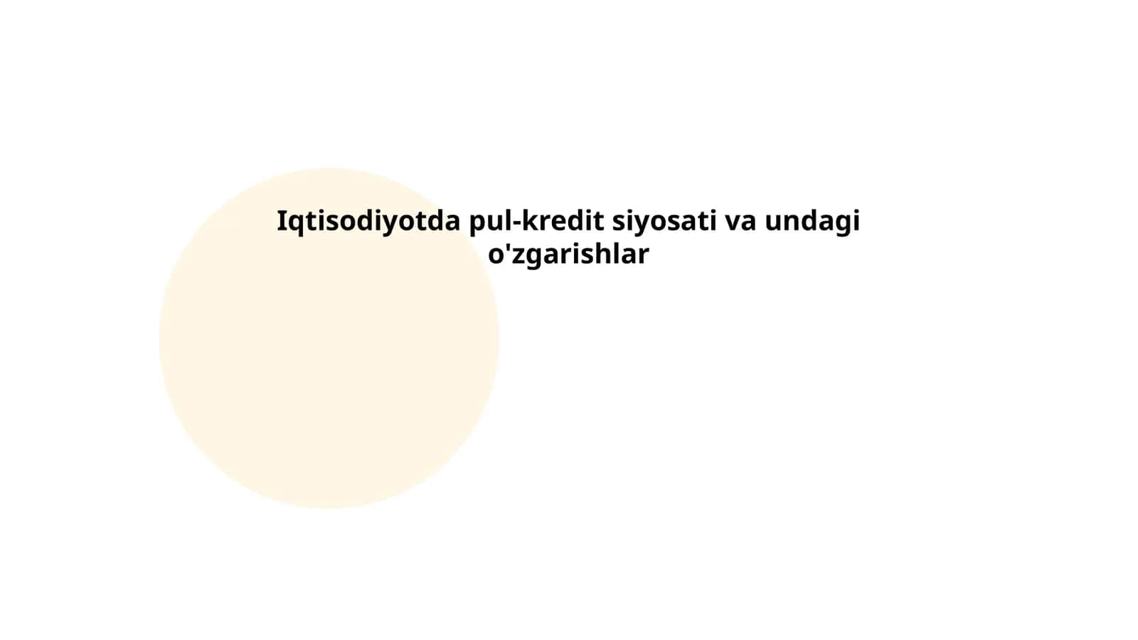 Pul-kredit siyosati va undagi o'zgarishlar