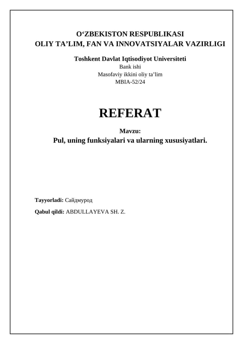 Pulning mohiyati va kelib chiqishi