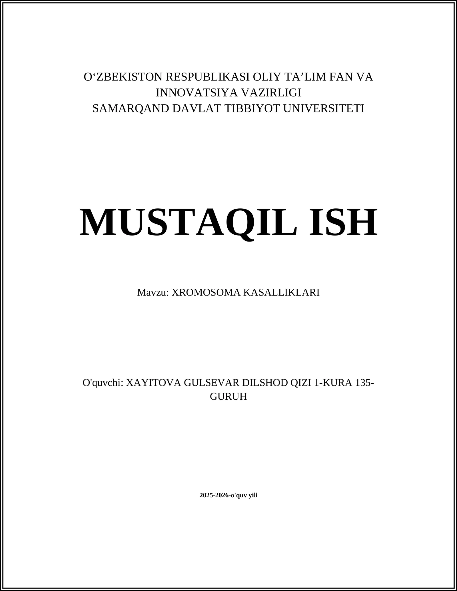 XROMOSOMA KASALLIKLARI