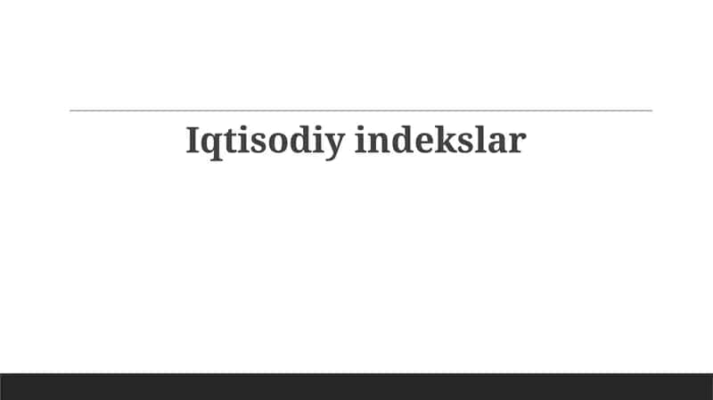 Iqtisodiy indekslar