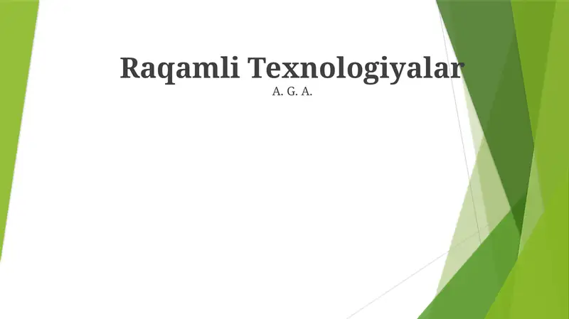 Raqamli Texnologiyalar