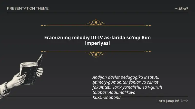 Eramizning milodiy III-IV asrlarida soʻngi Rim imperiyasi